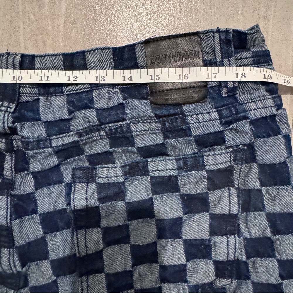 Contender Checkerboard Denim Shorts Men’s Size 40 Blue Skate Streetwear - Picture 9 of 11